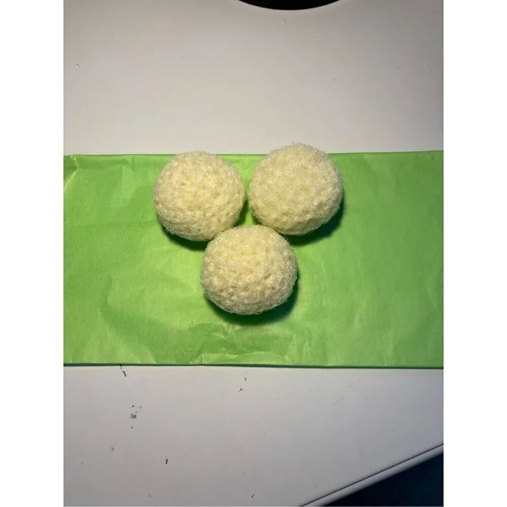 3 Handmade crocheted dish scrubbies made with premium nylon netting (cream)